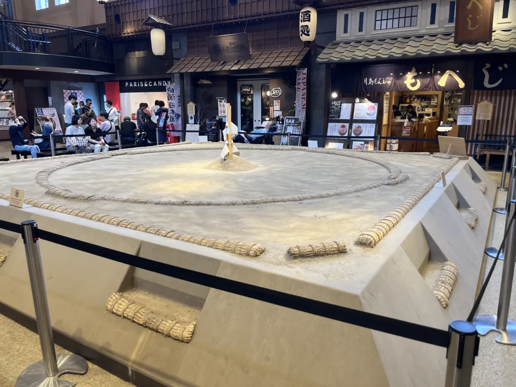 Sumo ring in front of Ryogoku Edo NOREN
