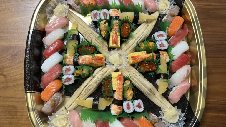 Beautifully presented sushi for four from Sushizanmai Toyocho branch