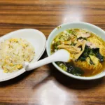 Half-portion fried rice and ramen lunch set at Ikomanken Ogibashi branch