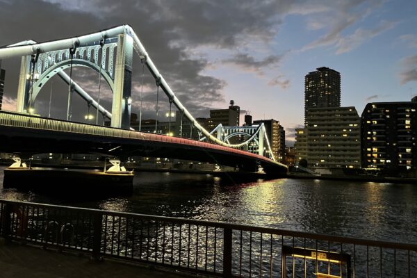 隅田川テラスウォーキングと清洲橋・永代橋ライトアップ