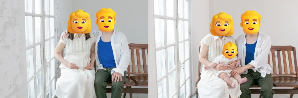 studio Loulouで撮影したマタニティフォトとハーフバースデーの比較写真