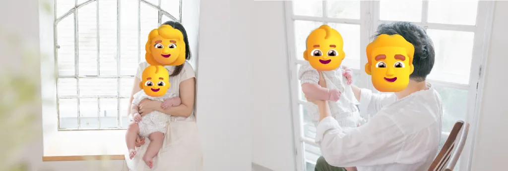 studio Loulouで撮影したママ・パパと赤ちゃんのツーショット